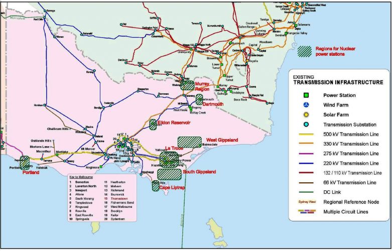 Victorian regions for nuclear power plants